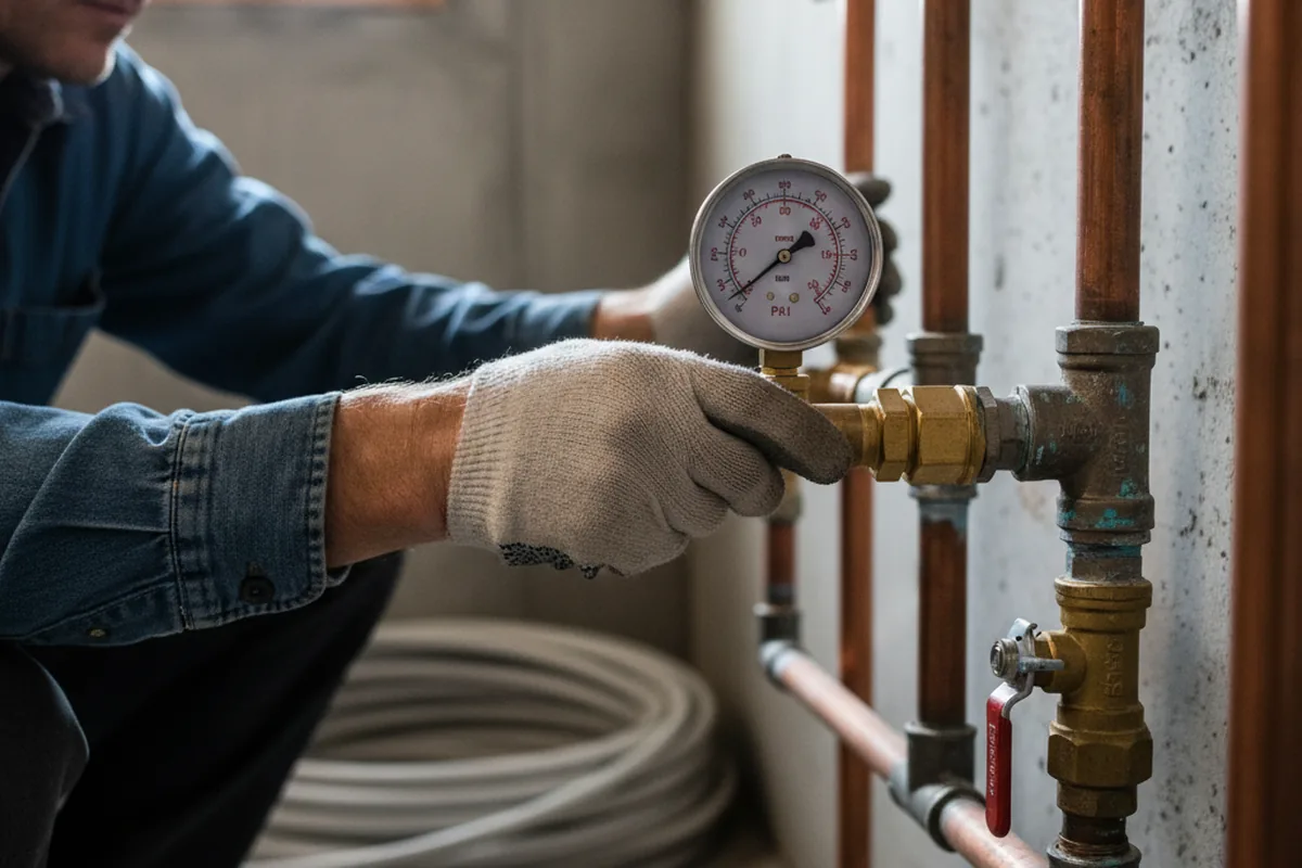 Pressure testing a repaired line during Water Line Repair in Coram